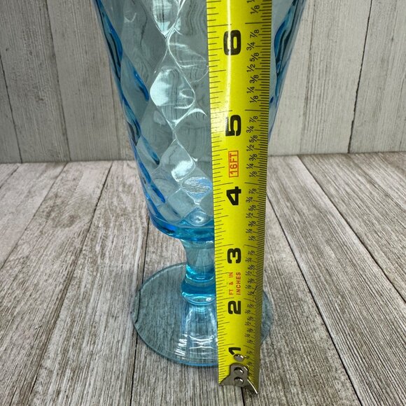 Vtg EAPG Bryce Brothers Style Water Goblet Sky Blue Diamond Quilted 7" Set of 4 - Picture 3 of 8
